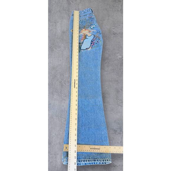 True Religion Lady Godiva Embroidered Bobby Flare Jeans Size 27 2000s Y2K Denim - Picture 13 of 14